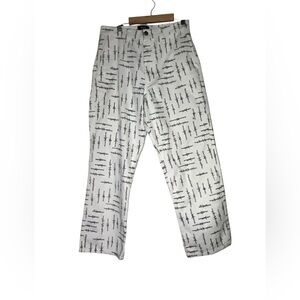 HUF White Pants with Black Barbed Wire Design